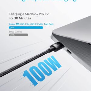 Anker USB C Hub, 552 USB-C Hub (9-in-1, 4K HDMI) with 100W Power Delivery, 4K@30Hz HDMI, 4 USB-C and USB-A Data Ports, Ethernet and SD/microSD Card Slot & 333 USB C to USB C Cable (6ft 100W, 2-Pack)