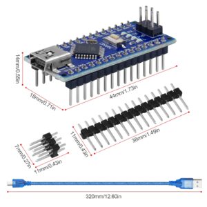 2 Pcs Mini Nano V3.0 ATmega328P Microcontroller Board w/USB Cable for Arduino