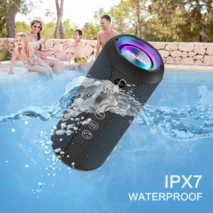 Ortizan X8PRO & X10 Navy, Portable Wireless Bluetooth Speakers, IPX7 Waterproof Shower Speaker with Deep Bass/LED Light/30H Battery/TF Card/AUX, True Wireless Stereo Speaker for Indoor&Outdoor