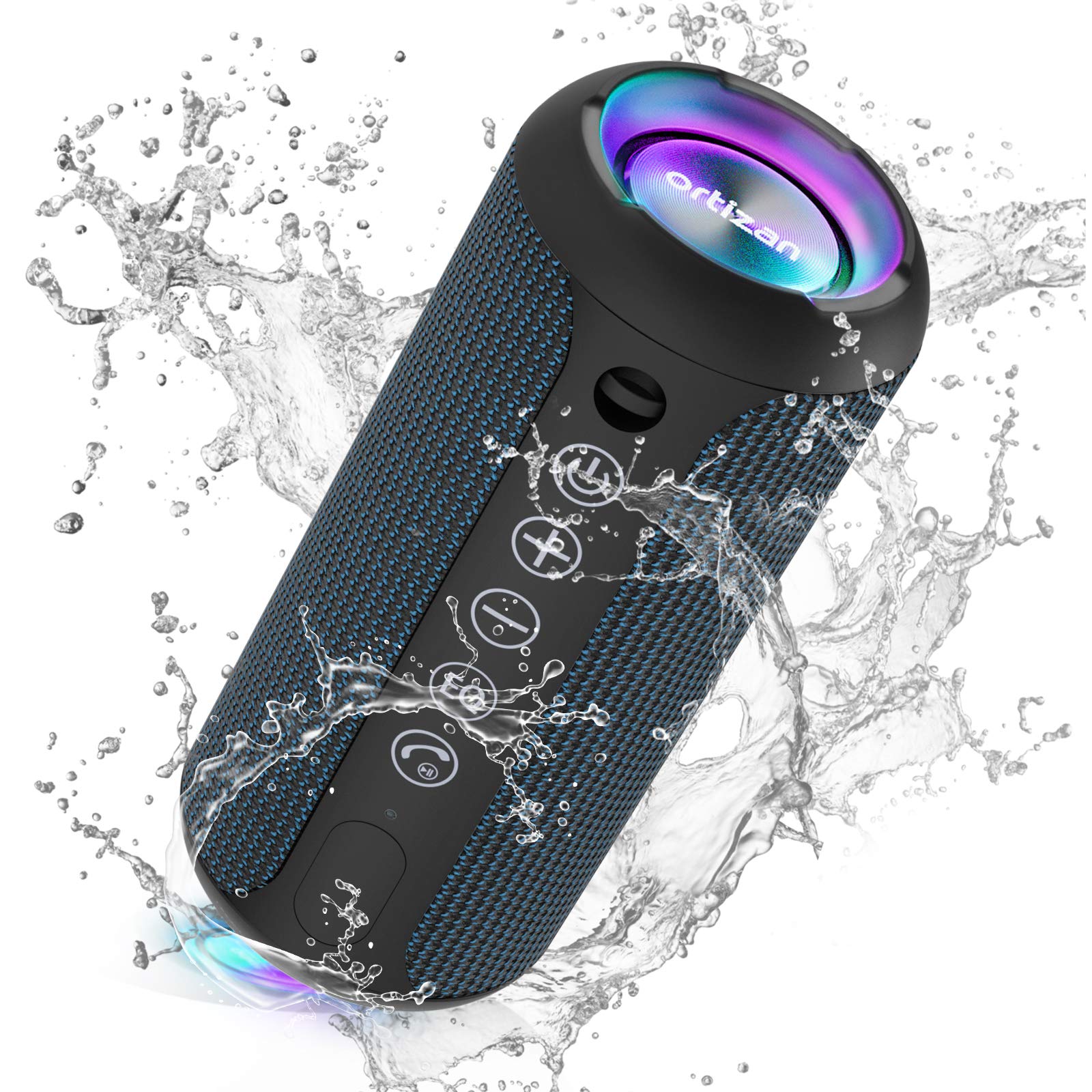 Ortizan X8PRO & X10 Navy, Portable Wireless Bluetooth Speakers, IPX7 Waterproof Shower Speaker with Deep Bass/LED Light/30H Battery/TF Card/AUX, True Wireless Stereo Speaker for Indoor&Outdoor