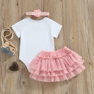 Newborn Infant Baby Girl Easter Outfit My 1st Easter Short Sleeve Romper Bodysuit and Tulle Tutu Skirt 0-18M (Pink, 3-6 Months)