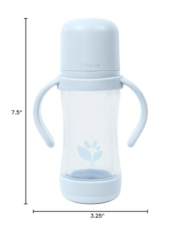 green sprouts® Glass & Sprout Ware® Sip & Straw 5oz., 6mo+, Plant-Plastic, Platinum-Cured Silicone, Dishwasher Safe, Grows with Baby, Tested for Hormones, 5oz, Light Blueberry