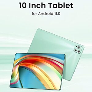 VINGVO 10in Tablet, USB C Rechargeable Gaming Tablet 5MP 13MP Camera for Entertainment (Green)