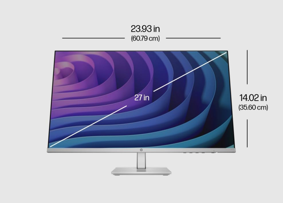 HP 27 inch 1080P Computer Monitor in Silver and Black, 27" Full HD (1920 x 1080) 75Hz Anti-Glare IPS Display with AMD FreeSync, 2 HDMI, 1 VGA, Highly Accurate Color (2024 Model) with Docztorm Dock