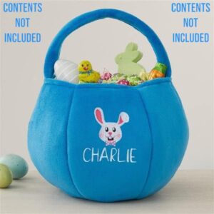 Personalization Universe Embroidered Build Your Own Bunny Personalized Easter Treat Bag, Customize with Any Name, Boy and Girl Options, Ideal for Easter Basket Stuffers - Blue