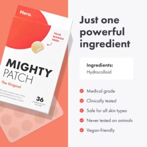 Hero Cosmetics Mighty Patch™ Original Patch 36ct and Rescue Retinol Nighttime Renewing Cream Bundle