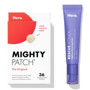 hero cosmetics mighty patch™ original patch 36ct and rescue retinol nighttime renewing cream bundle