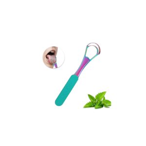 tongue scraper - bad breath solution for adults and kids, stainless steel tongue cleaners with dual scraping heads & antiskid grip, easy to hold & clean, fresher breath oral care