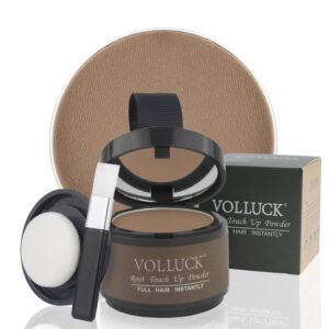 volluck root touch up hair powder root cover up hairline shadow powder stick, root touch up for thinning hair for women and men, bald spots, eyebrows, beard line, brown