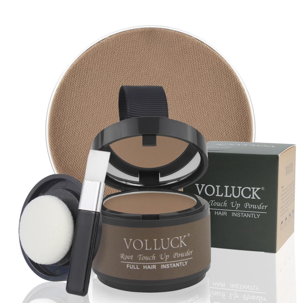 VOLLUCK Root Touch Up Hair Powder Root Cover Up Hairline Shadow Powder Stick, Root Touch Up for Thinning Hair for Women and Men, Bald Spots, Eyebrows, Beard Line, Brown