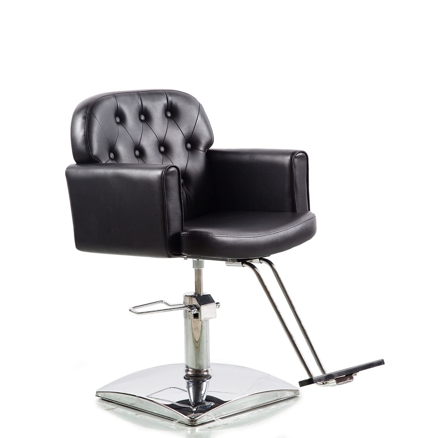 Salonsunny Black Square Base 360 Degrees Swivel Salon Styling Chair Barber Spa Cutting Chair