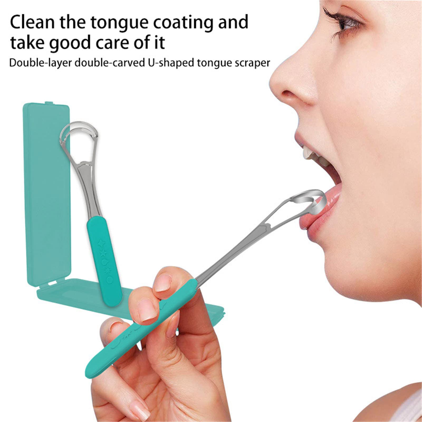 Tongue Scraper - Bad Breath Solution for Adults and Kids, Stainless Steel Tongue Cleaners with Dual Scraping Heads & Antiskid Grip, Easy to Hold & Clean, Fresher Breath Oral Care