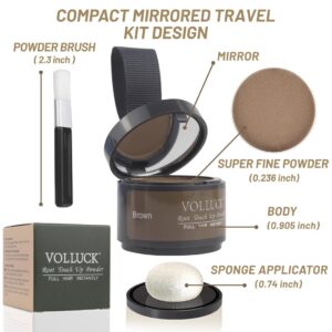 VOLLUCK Root Touch Up Hair Powder Root Cover Up Hairline Shadow Powder Stick, Root Touch Up for Thinning Hair for Women and Men, Bald Spots, Eyebrows, Beard Line, Brown