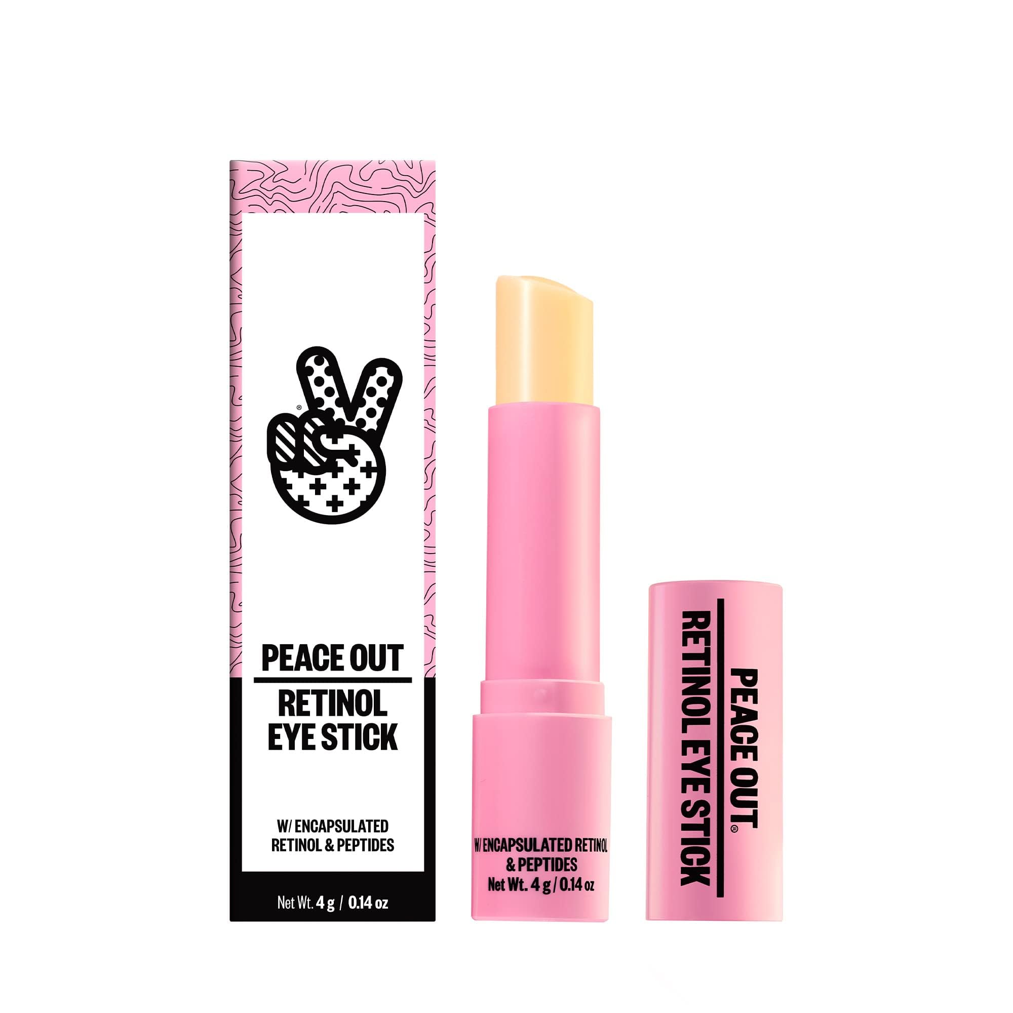 PEACE OUT Skincare Retinol Eye Stick, Daily Retinol Anti-Aging Under Eye Serum Balm, Helps Reduce Fine Lines and Dark Circles, Revitalize Eye Area with Peptides and Astaxanthin (.14 oz)