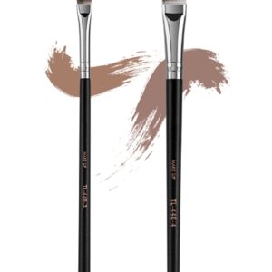 Ultra-Thin Angled Eyebrow Eyeliner Brush Set - 2Pcs Angled Precision Eye Brow Makeup Brush, Fine Point Eyeliner Brush, Cruelty-Free Synthetic Bristles Slanted Pro Eye Makeup Tool Kit, Gift for Women