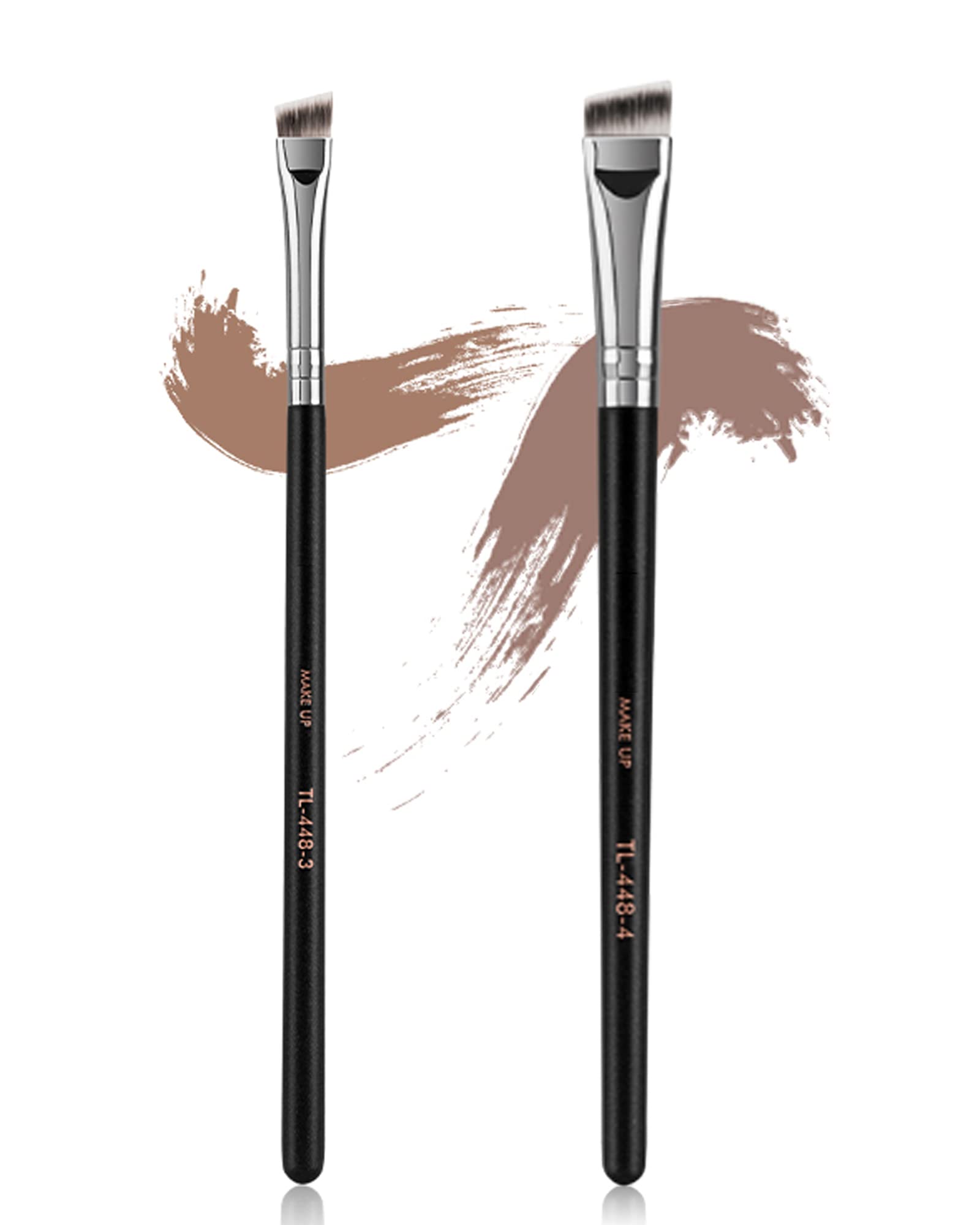 Ultra-Thin Angled Eyebrow Eyeliner Brush Set - 2Pcs Angled Precision Eye Brow Makeup Brush, Fine Point Eyeliner Brush, Cruelty-Free Synthetic Bristles Slanted Pro Eye Makeup Tool Kit, Gift for Women