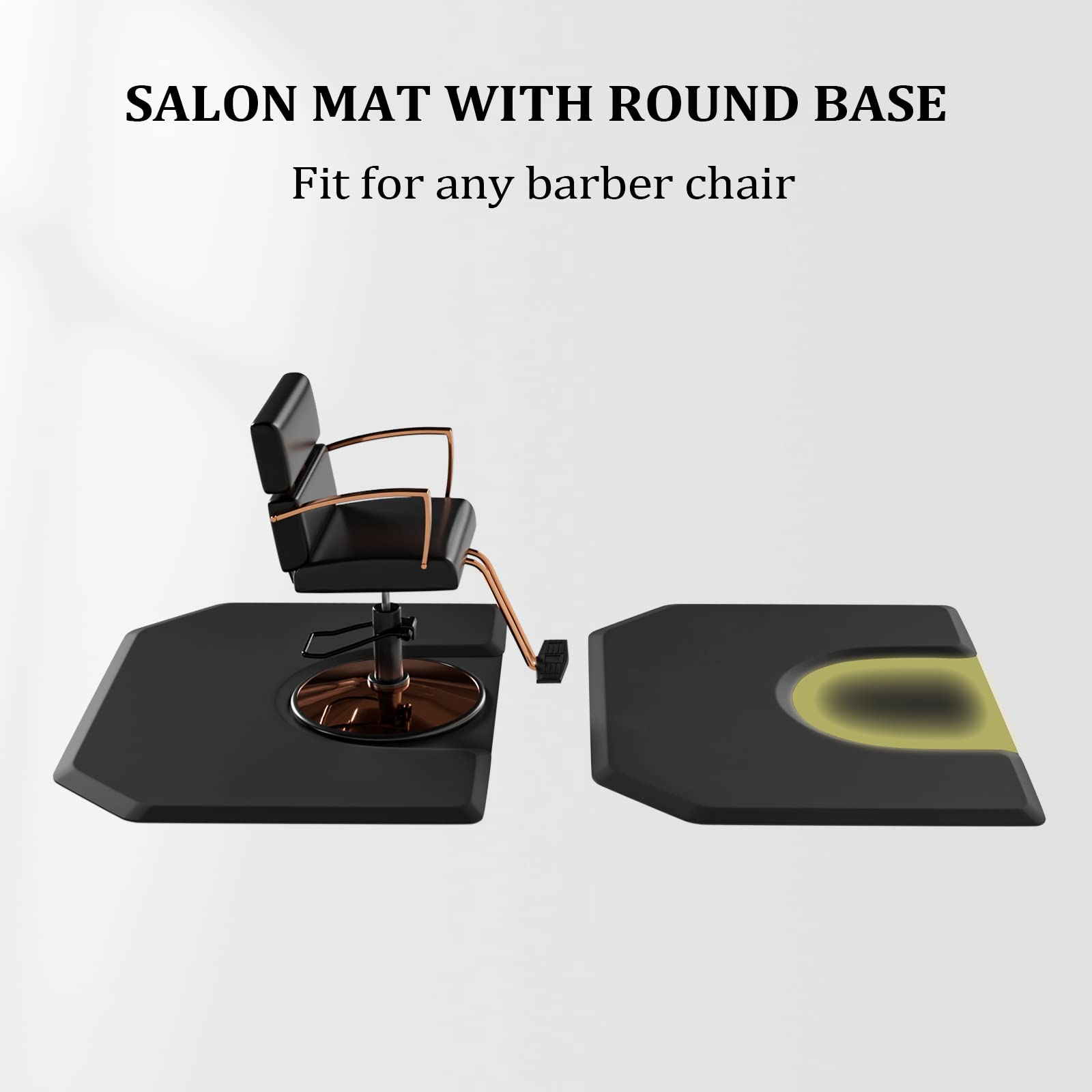 OmySalon Salon Mat for Hair Stylist 4’x5’ Anti Fatigue Barber Floor Mat with Round Base, Salon Chair Mat for Hairdresser Standing, Barbershop Beauty Spa Styling Shampoo Equipment