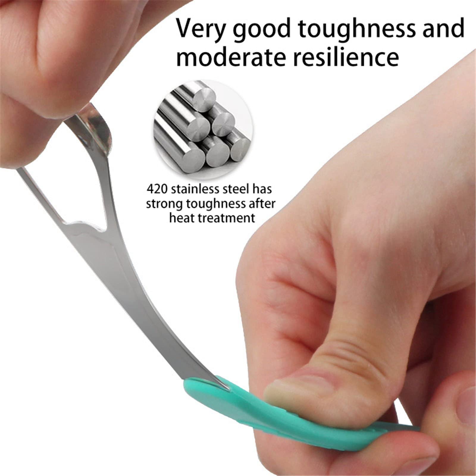 Tongue Scraper - Bad Breath Solution for Adults and Kids, Stainless Steel Tongue Cleaners with Dual Scraping Heads & Antiskid Grip, Easy to Hold & Clean, Fresher Breath Oral Care