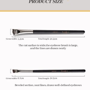 Ultra-Thin Angled Eyebrow Eyeliner Brush Set - 2Pcs Angled Precision Eye Brow Makeup Brush, Fine Point Eyeliner Brush, Cruelty-Free Synthetic Bristles Slanted Pro Eye Makeup Tool Kit, Gift for Women