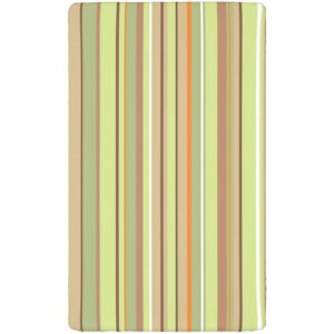 Striped Themed Fitted Mini Crib Sheets,Portable Mini Crib Sheets Soft and Breathable Bed Sheets-Baby Crib Sheets for Girl or Boy,24“ x38“,Pistachio Green Tan Orange