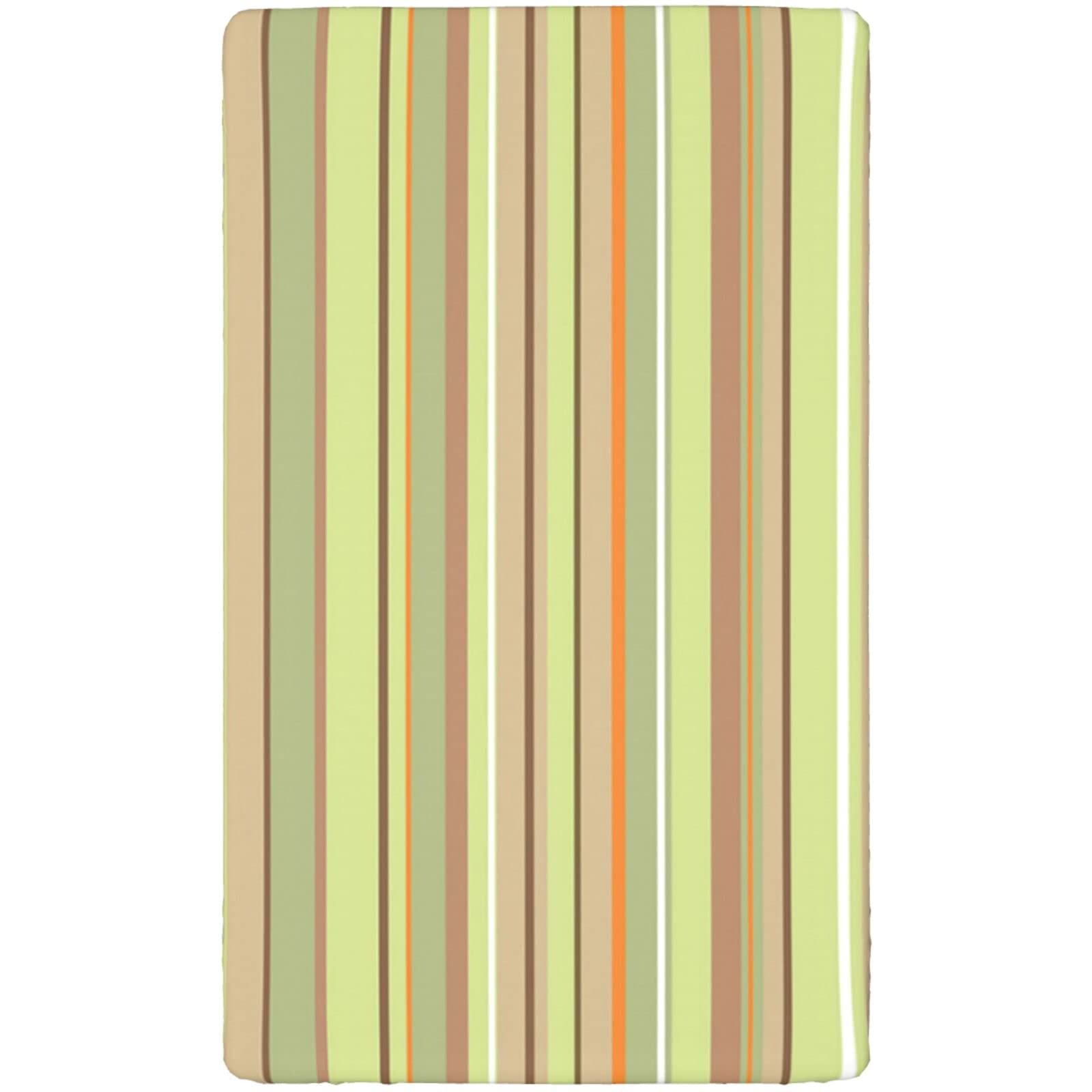 Striped Themed Fitted Mini Crib Sheets,Portable Mini Crib Sheets Soft and Breathable Bed Sheets-Baby Crib Sheets for Girl or Boy,24“ x38“,Pistachio Green Tan Orange