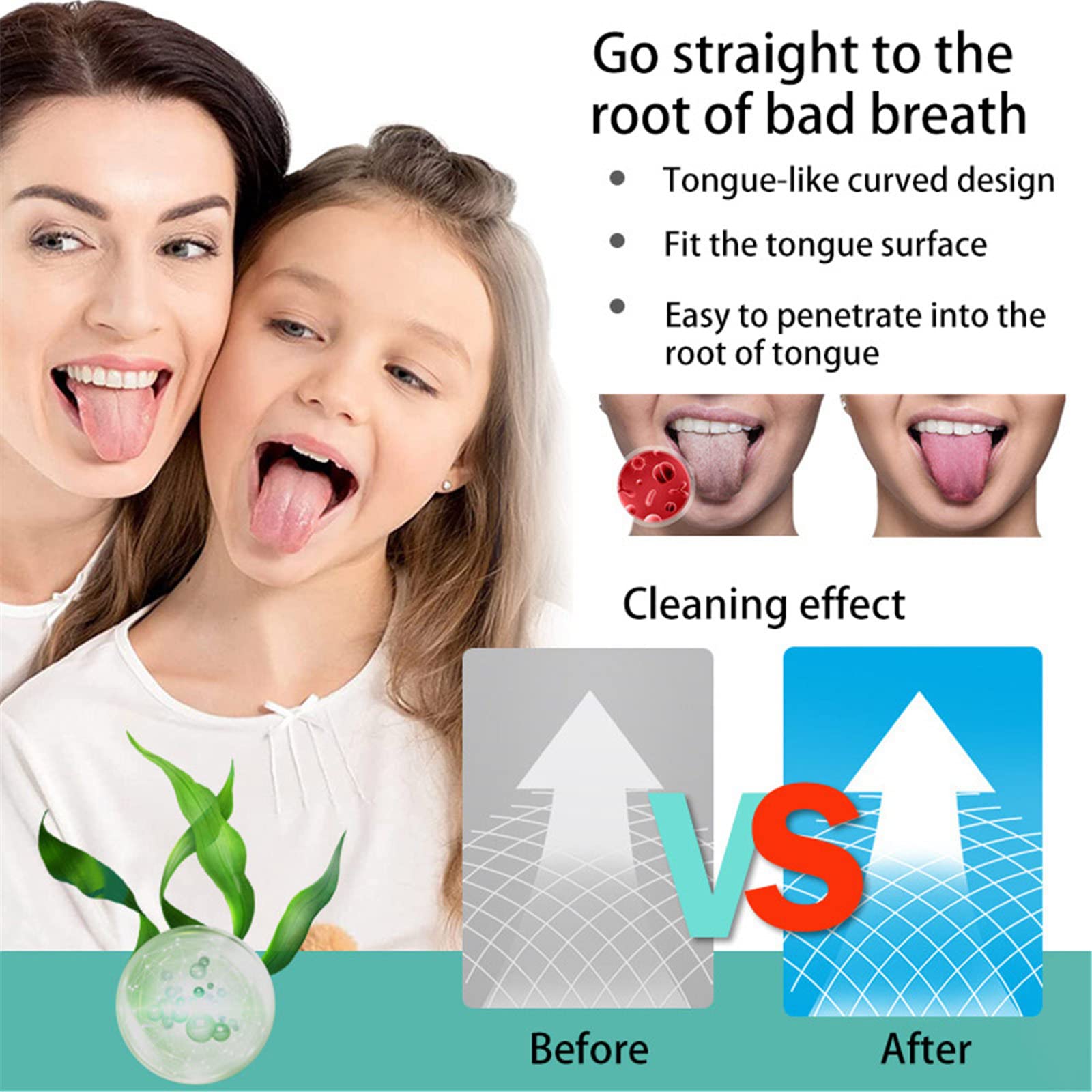 Tongue Scraper - Bad Breath Solution for Adults and Kids, Stainless Steel Tongue Cleaners with Dual Scraping Heads & Antiskid Grip, Easy to Hold & Clean, Fresher Breath Oral Care