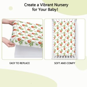 Tangerine Themed Fitted Crib Sheet,Standard Crib Mattress Fitted Sheet Soft and Breathable Bed Sheets-Great for Boy or Girl Room or Nursery,28“ x52“,Fern Green Vermilion White