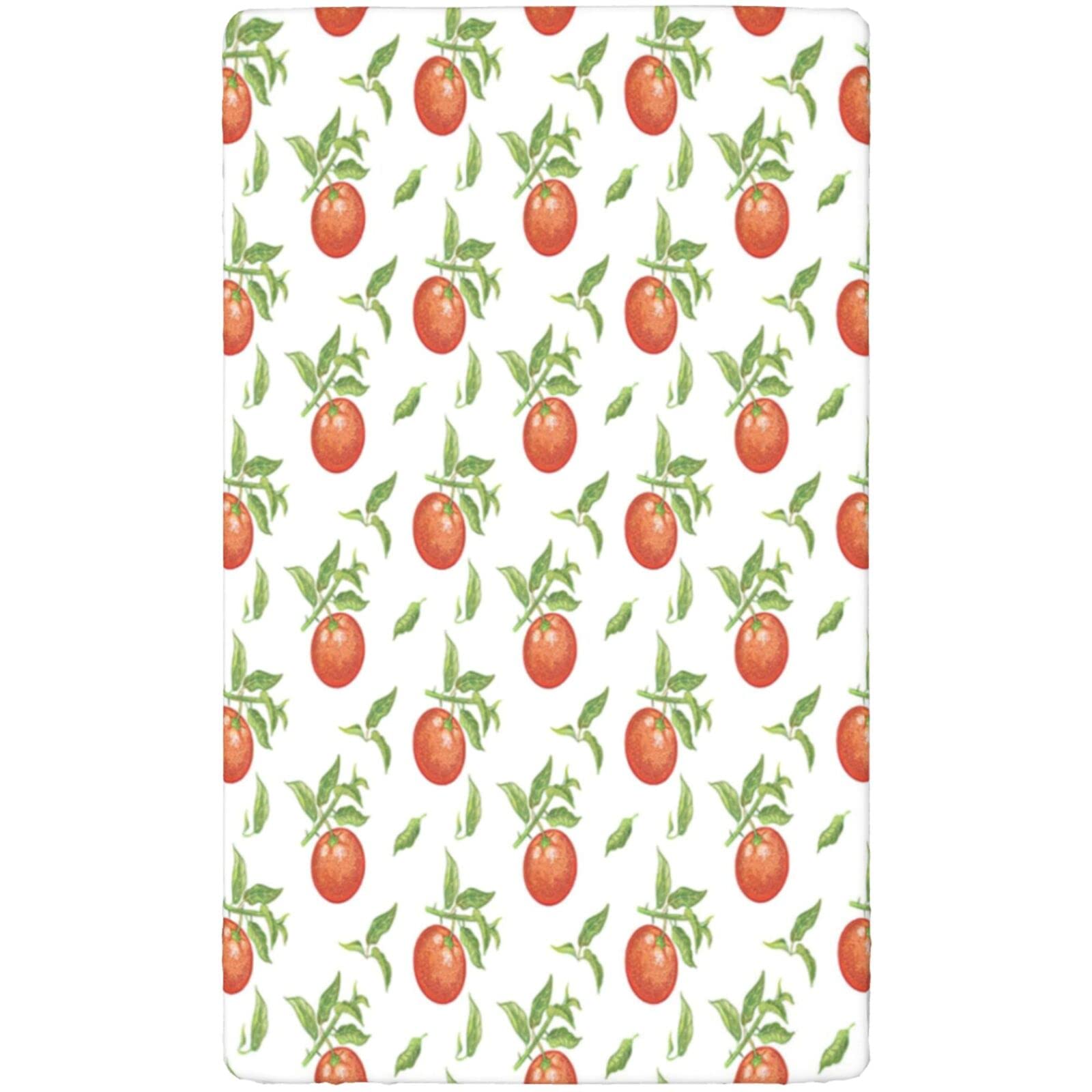 Tangerine Themed Fitted Crib Sheet,Standard Crib Mattress Fitted Sheet Soft and Breathable Bed Sheets-Great for Boy or Girl Room or Nursery,28“ x52“,Fern Green Vermilion White