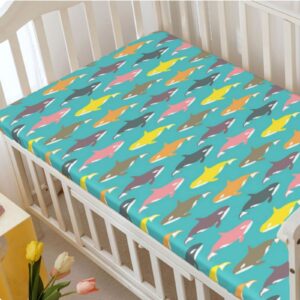 Whale Themed Fitted Crib Sheet,Standard Crib Mattress Fitted Sheet Toddler Bed Mattress Sheets-Crib Mattress Sheet or Toddler Bed Sheet,28“ x52“,Multicolor