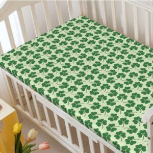 St Patrick's Day Themed Fitted Crib Sheet,Standard Crib Mattress Fitted Sheet Toddler Bed Mattress Sheets-Crib Mattress Sheet or Toddler Bed Sheet,28“ x52“,Green and Pastel Green