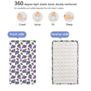 Violet Themed Fitted Crib Sheet,Standard Crib Mattress Fitted Sheet Soft Toddler Mattress Sheet Fitted-Great for Boy or Girl Room or Nursery,28“ x52“,White Purple Fern Green