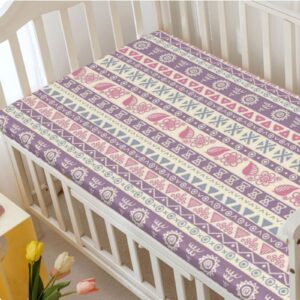 Striped Themed Fitted Crib Sheet,Standard Crib Mattress Fitted Sheet Soft and Breathable Bed Sheets-Great for Boy or Girl Room or Nursery,28“ x52“,Pale Pink Mauve