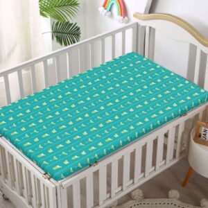 Summer Themed Fitted Crib Sheet,Standard Crib Mattress Fitted Sheet Soft and Breathable Bed Sheets-Baby Crib Sheets for Girl or Boy,28“ x52“,Seafoam Green