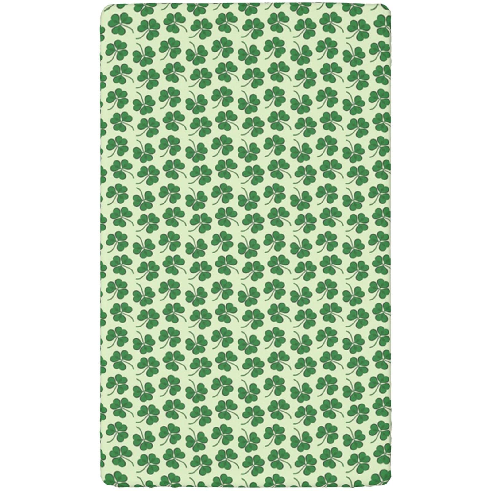 St Patrick's Day Themed Fitted Crib Sheet,Standard Crib Mattress Fitted Sheet Toddler Bed Mattress Sheets-Crib Mattress Sheet or Toddler Bed Sheet,28“ x52“,Green and Pastel Green