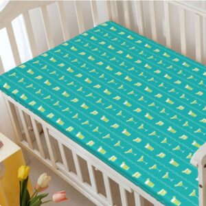 Summer Themed Fitted Crib Sheet,Standard Crib Mattress Fitted Sheet Soft and Breathable Bed Sheets-Baby Crib Sheets for Girl or Boy,28“ x52“,Seafoam Green