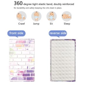 Wall Themed Fitted Crib Sheet,Standard Crib Mattress Fitted Sheet Soft & Stretchy Fitted Crib Sheet-Crib Mattress Sheet or Toddler Bed Sheet,28“ x52“,Lavender Violet