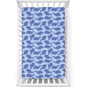 whale themed fitted mini crib sheets,portable mini crib sheets soft toddler mattress sheet fitted-baby sheet for boys girls,24“ x38“,violet blue pale blue