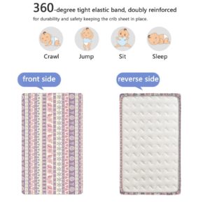 Striped Themed Fitted Crib Sheet,Standard Crib Mattress Fitted Sheet Soft and Breathable Bed Sheets-Great for Boy or Girl Room or Nursery,28“ x52“,Pale Pink Mauve