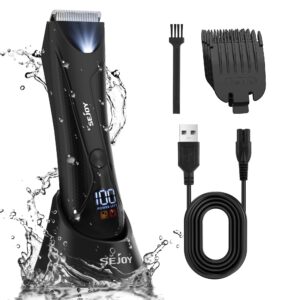 body hair trimmer for men electric groin hair trimmer ball shaver with standing charging dock usb rechargeable men's pubic hair trimmer with led light (black)