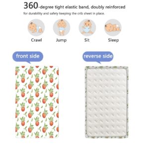 Tangerine Themed Fitted Crib Sheet,Standard Crib Mattress Fitted Sheet Soft and Breathable Bed Sheets-Great for Boy or Girl Room or Nursery,28“ x52“,Fern Green Vermilion White