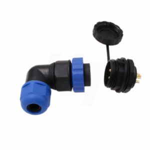 HangTon SD20 Female Male Connector 2 Pin Quick Disconnect Waterproof Right Angle Cable Plug Panel Mount Socket, 25A Power 14 AWG