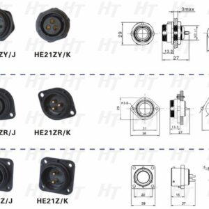 HangTon SD20 Female Male Connector 2 Pin Quick Disconnect Waterproof Right Angle Cable Plug Panel Mount Socket, 25A Power 14 AWG