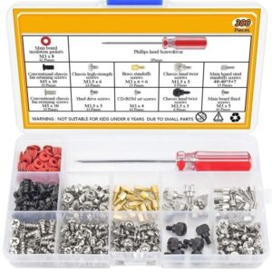 KIRANDY 300Pcs Personal Computer Screw Standoffs Set Assortment Kit with a Screwdriver for Hard Drive Computer Case Motherboard Fan Powe