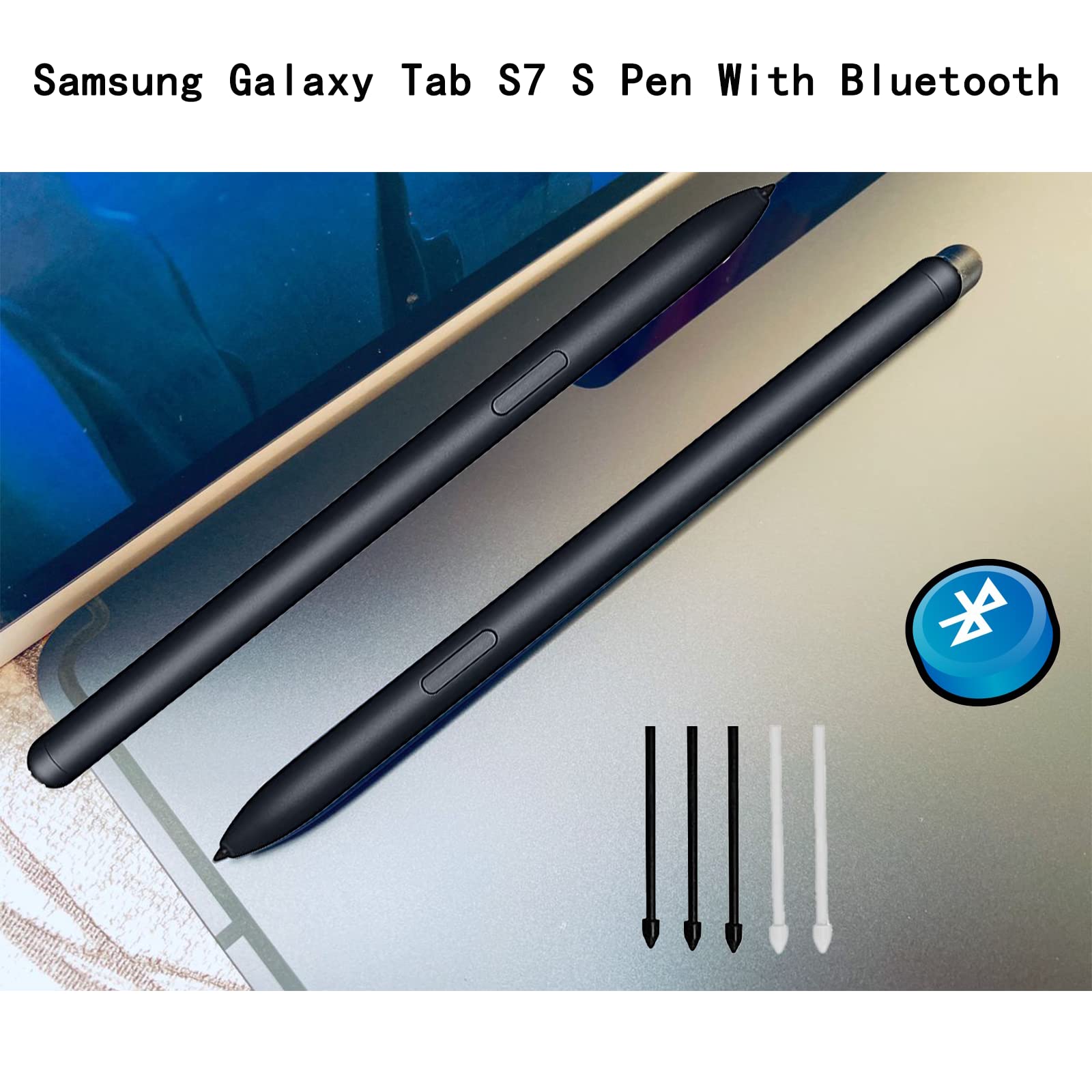 Galaxy Tab S7 Stylus Pen WithBluetooth Replacement s Pen for Samsung Galaxy Tab S7,S7Ultra,S7 Plus SM-T870,SM-T875,SM-T876B Stylus(Black)