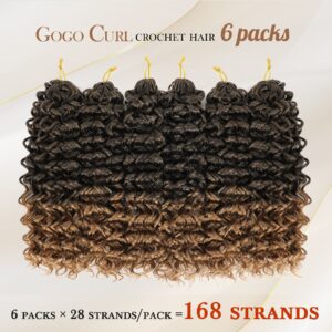 Dansama GoGo Curl Crochet Hair 14 Inch 28 strands Curly Crochet Hair, Ocean Wave Crochet Hair Water Wave Synthetic Braiding Hair Extensions for Black Women (14 inch (Pack of 6), T1B/27)