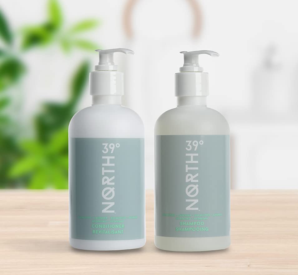 39° North Shampoo & Conditioner Set - Eucalyptus & Lavender Scent - Courtyard by Marriott and Residence Inn Hotels - Cleansing & Moisturizing - All Natural - 8.5oz - Hair Care Set