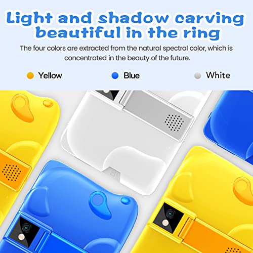 Kids Tablet, LED Screen 2.4G 5G Dual Band 100-240V HD Tablet 4GB 128G for Android 10 for Reading (Yellow)