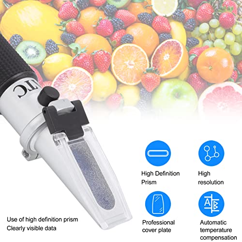 Brix Refractometer, Alcohol Refractometer Handheld 3 in 1 Visual Adjustment Handwheel with ATC for Fruit Juice for Homebrew Kit