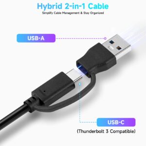 Powered UBS Hub, RSHTECH 7 Port USB 3.0/USB C Hub Upgraded Version Aluminum USB Hub with 2-in-1 USB Cable,5V 3A Power Adapter and Individual Switches, USB Port Expander Hub for Laptop and PC, RSH-ST07