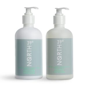 39° north shampoo & conditioner set - eucalyptus & lavender scent - courtyard by marriott and residence inn hotels - cleansing & moisturizing - all natural - 8.5oz - hair care set